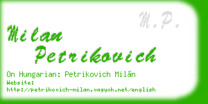 milan petrikovich business card