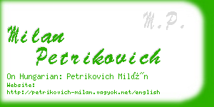 milan petrikovich business card